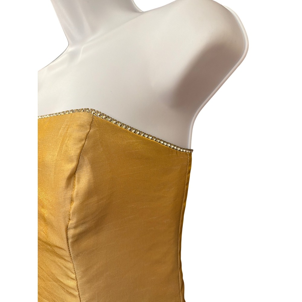Vintage Y2K Jump Apparel Co Strapless Gown Gold Glam Prom Formal - Picture 4 of 6
